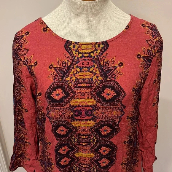 Free People - Open Back Tunic Dress With Pockets - Red - Size Large - Picture 3 of 9